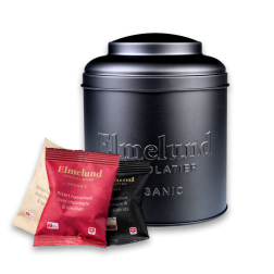 Sort tin med Flowpakket Dragée