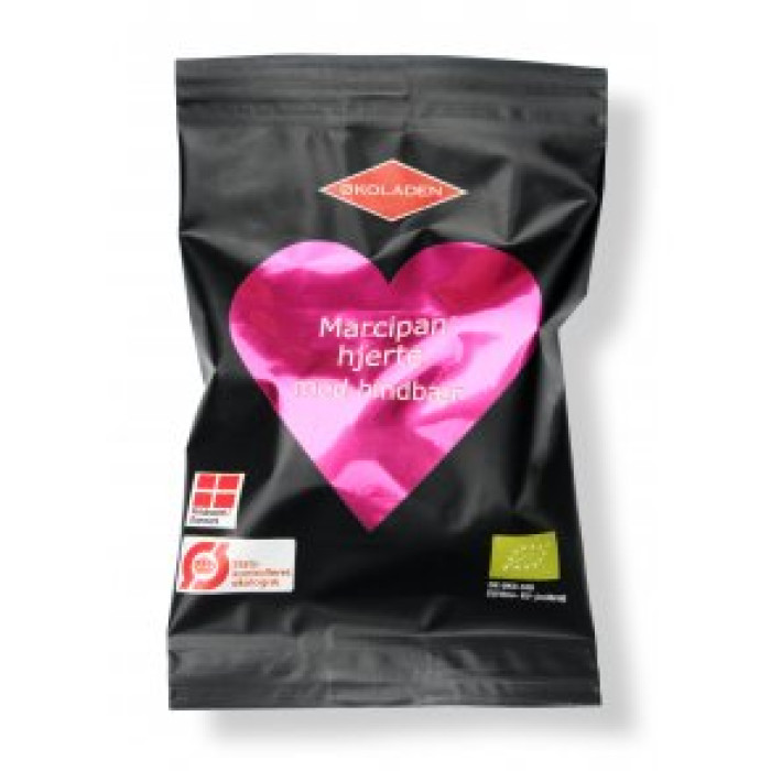 Marcipanhjerte med hindbær